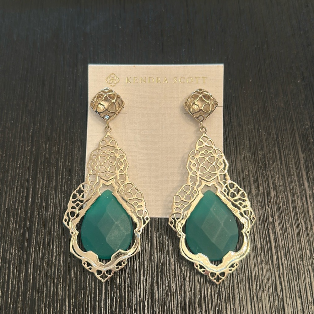 Vintage Kendra Scott “Ayanna” Earrings in Matte Green